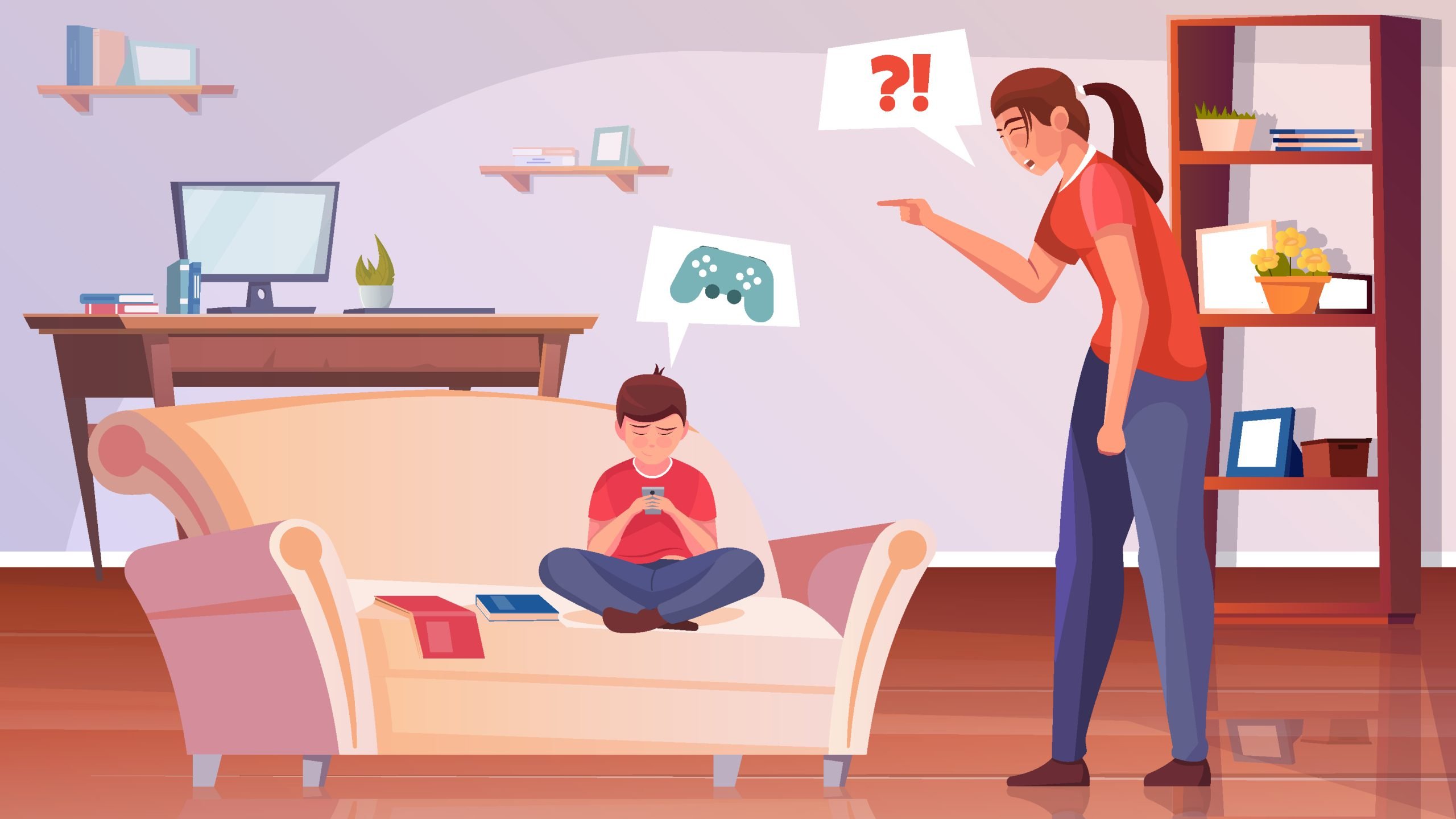 Mother Scolds Flat Background Mother Scolds Flat Background